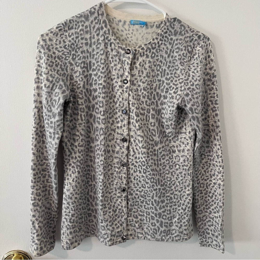J. McLaughlin Animal Print Cardigan Soft Classic Size XS
